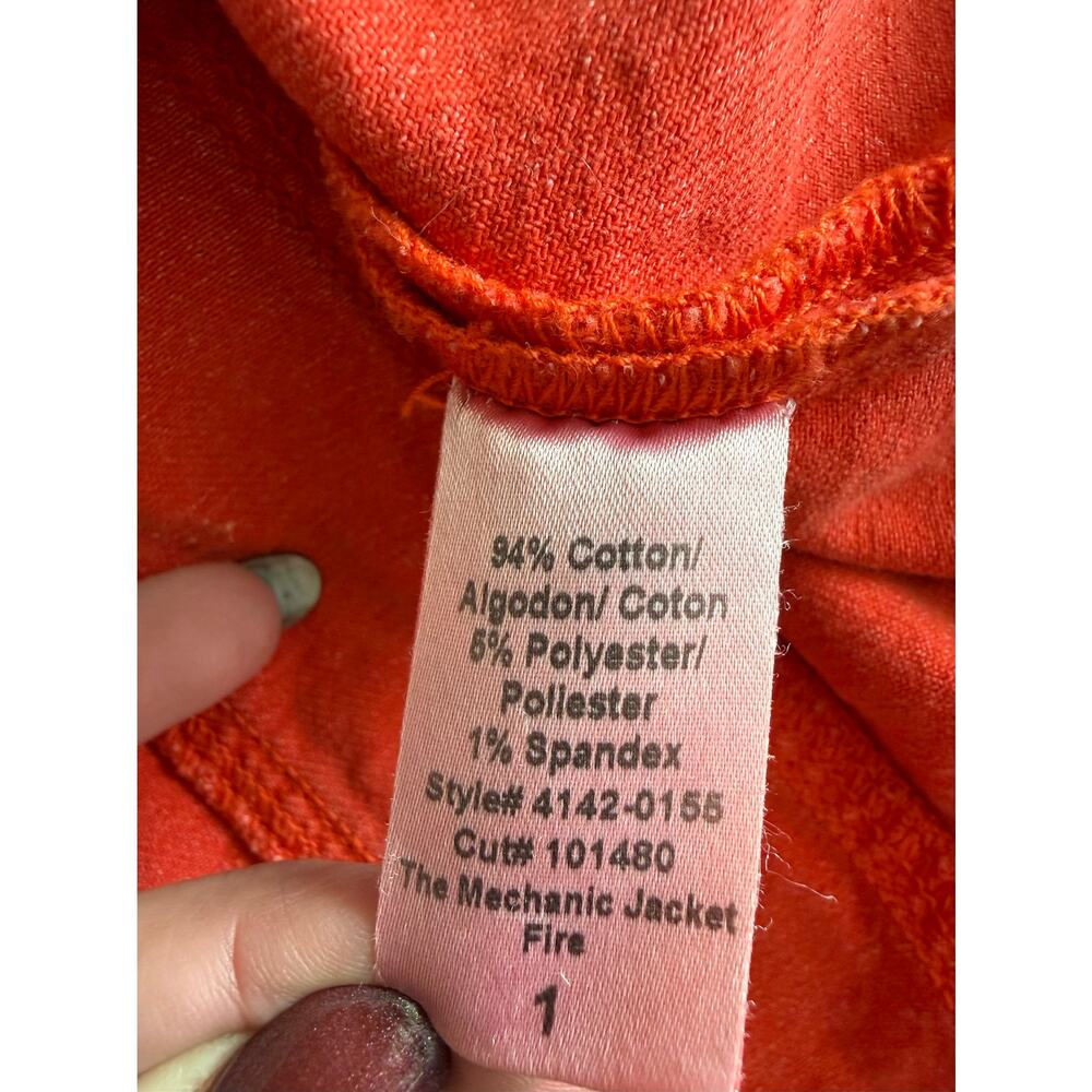 Current Elliot The Mechanic Jacket Fire Red Size 1 Small Button Up Denim Cotton - Picture 8 of 8